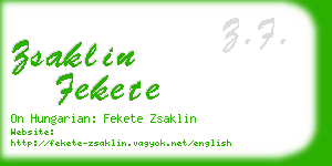 zsaklin fekete business card